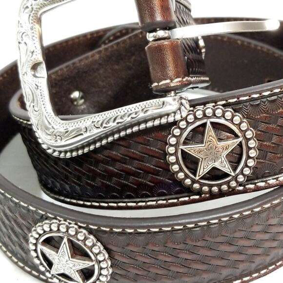New Cavenders full grain leather star concho western belt 36 main image 12